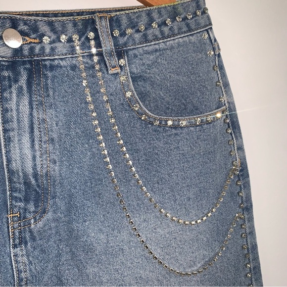 Cider Blue Rhinestone Mini Skirt - Picture 3 of 5